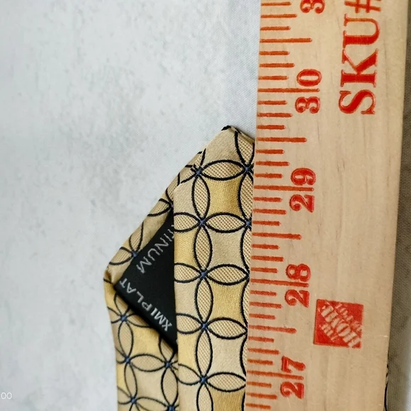 XMI PLATINUM SILK NECKTIE TIE Interlocking Circles Blue Yellow Hand Made in USA - Picture 6 of 9